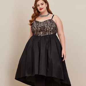 MAXI PONTE SWEETHEART NECK HI-LO DRESS